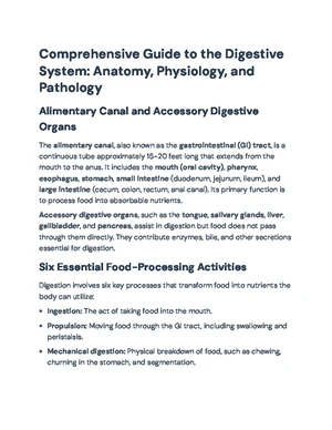 Digestive System - Study Notes & Assignments - Studocu