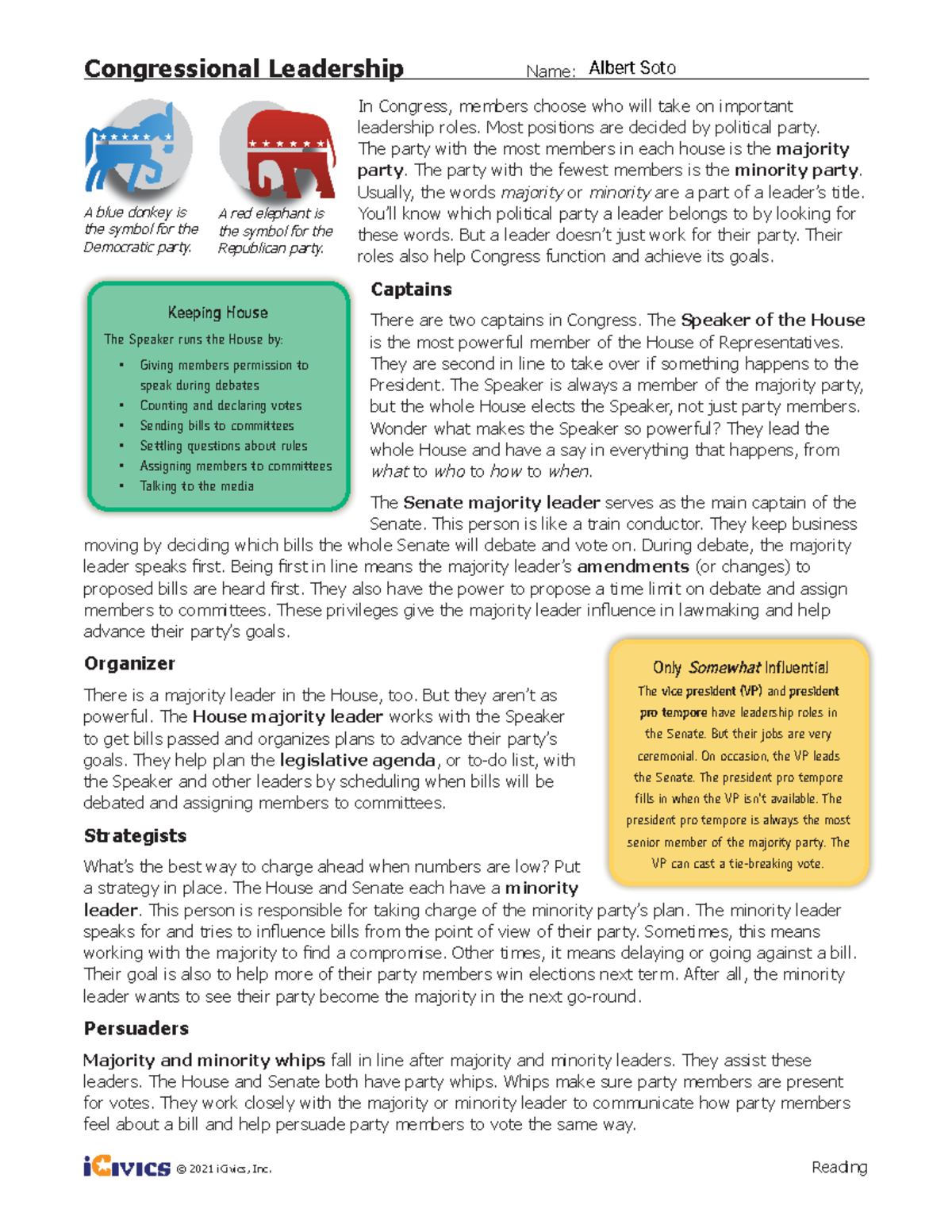 CIVICS 2021 Understanding Congressional Leadership Dynamics Studocu