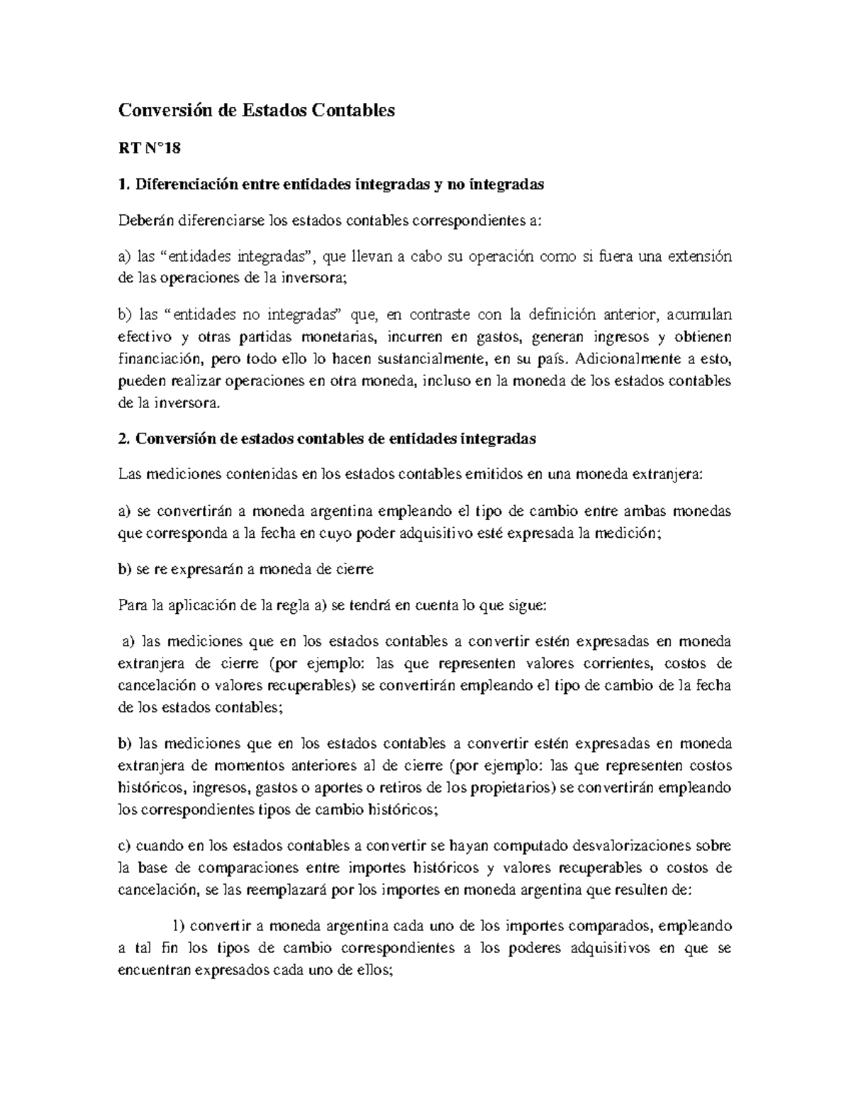 Conversión de Estados Contables RT 1: Entidades Integradas vs No ...