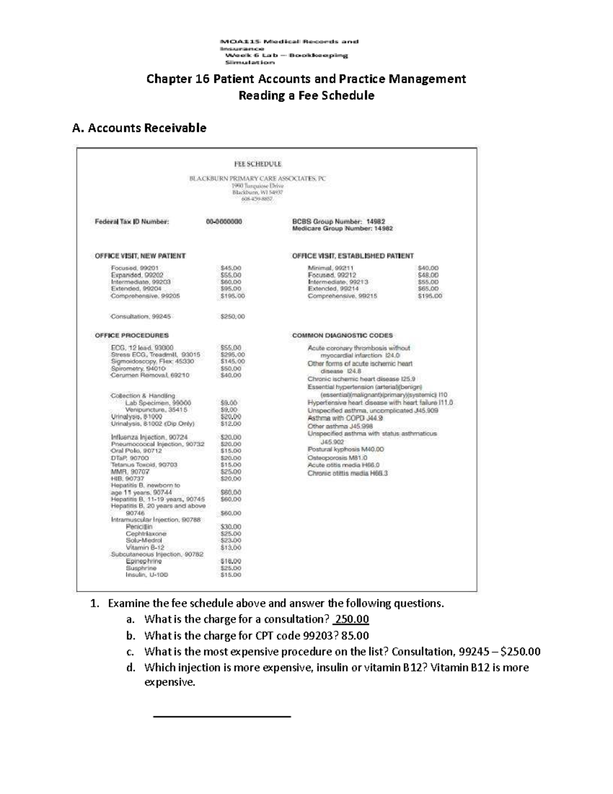 Chapter 16: Patient Accounts & Practice Management - Fee Schedule ...