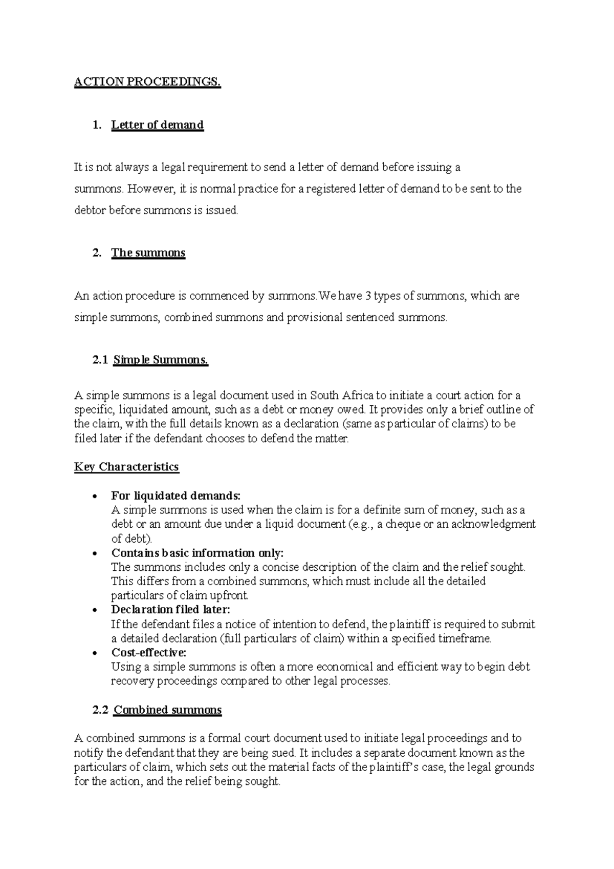 Action Proceedings: Understanding Summons Types and Legal Processes ...