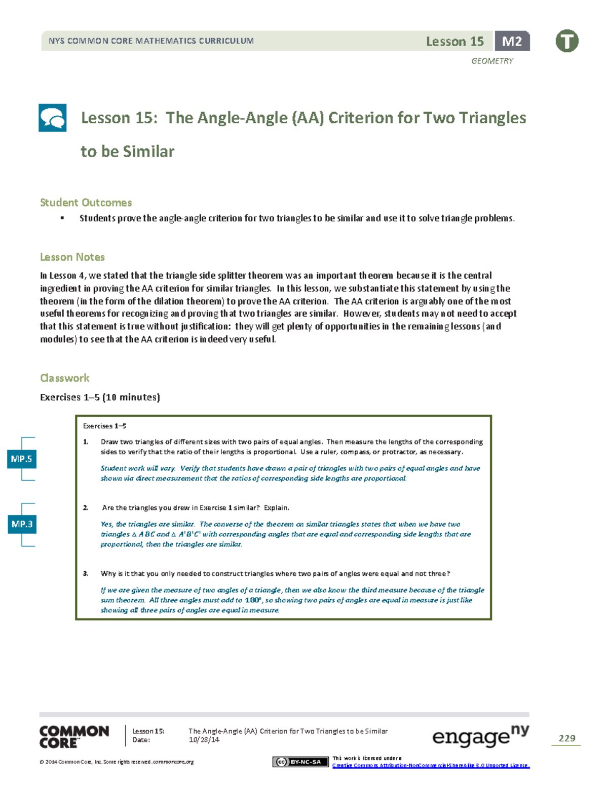 Geometry m2 topic c lesson 15 teacher - GEOMETRY Lesson 15: The Angle ...