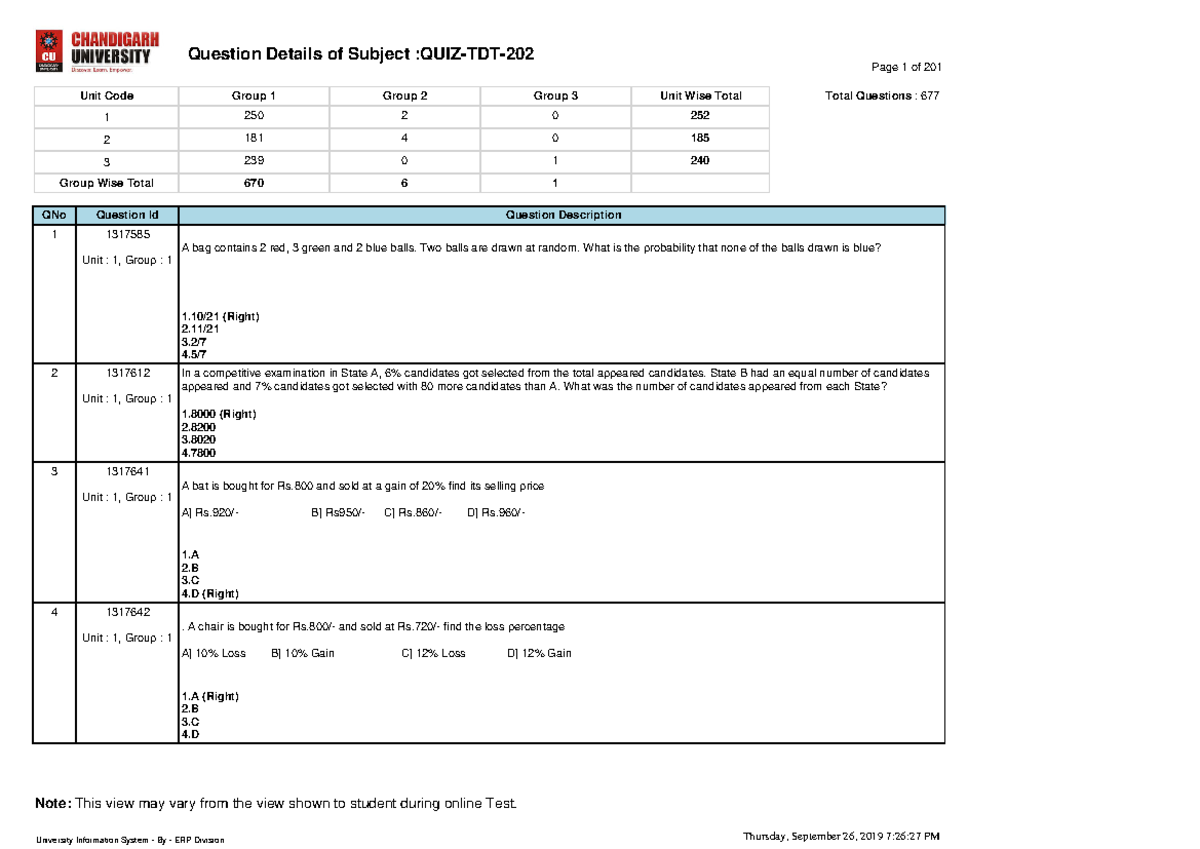 Aptitude Question Bank: Comprehensive Unit 1 Questions & Answers - Studocu