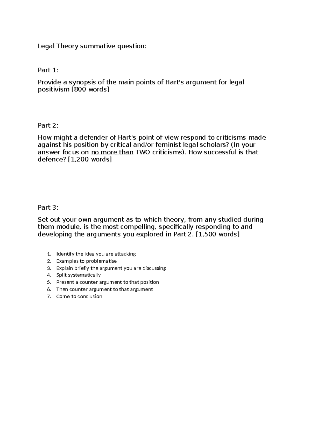 Draft summative question - Legal Theory summative question: Part 1 ...