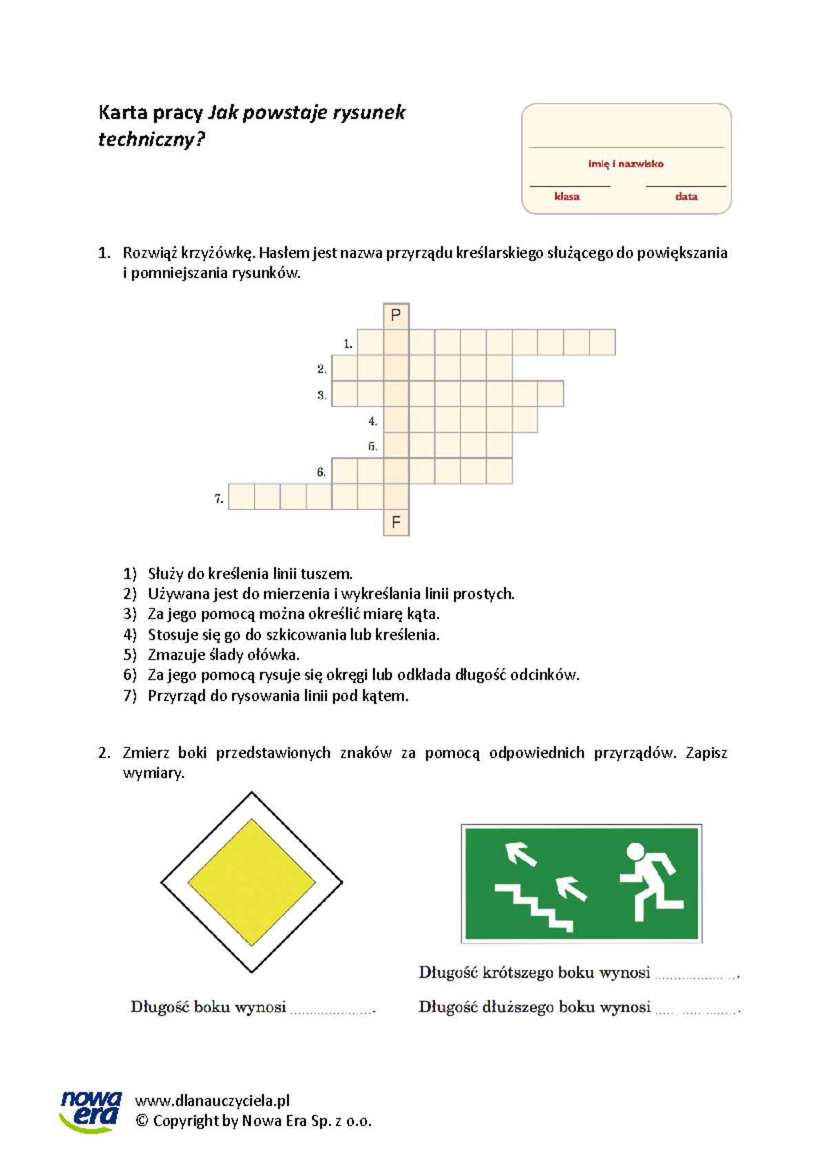 Karta Pracy: Jak Powstaje Rysunek Techniczny - Klasa V - Studocu