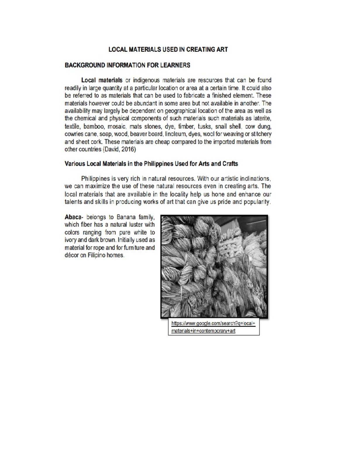 Cpar - Indigenous Materials for Artistic Creation: A Guide - Studocu