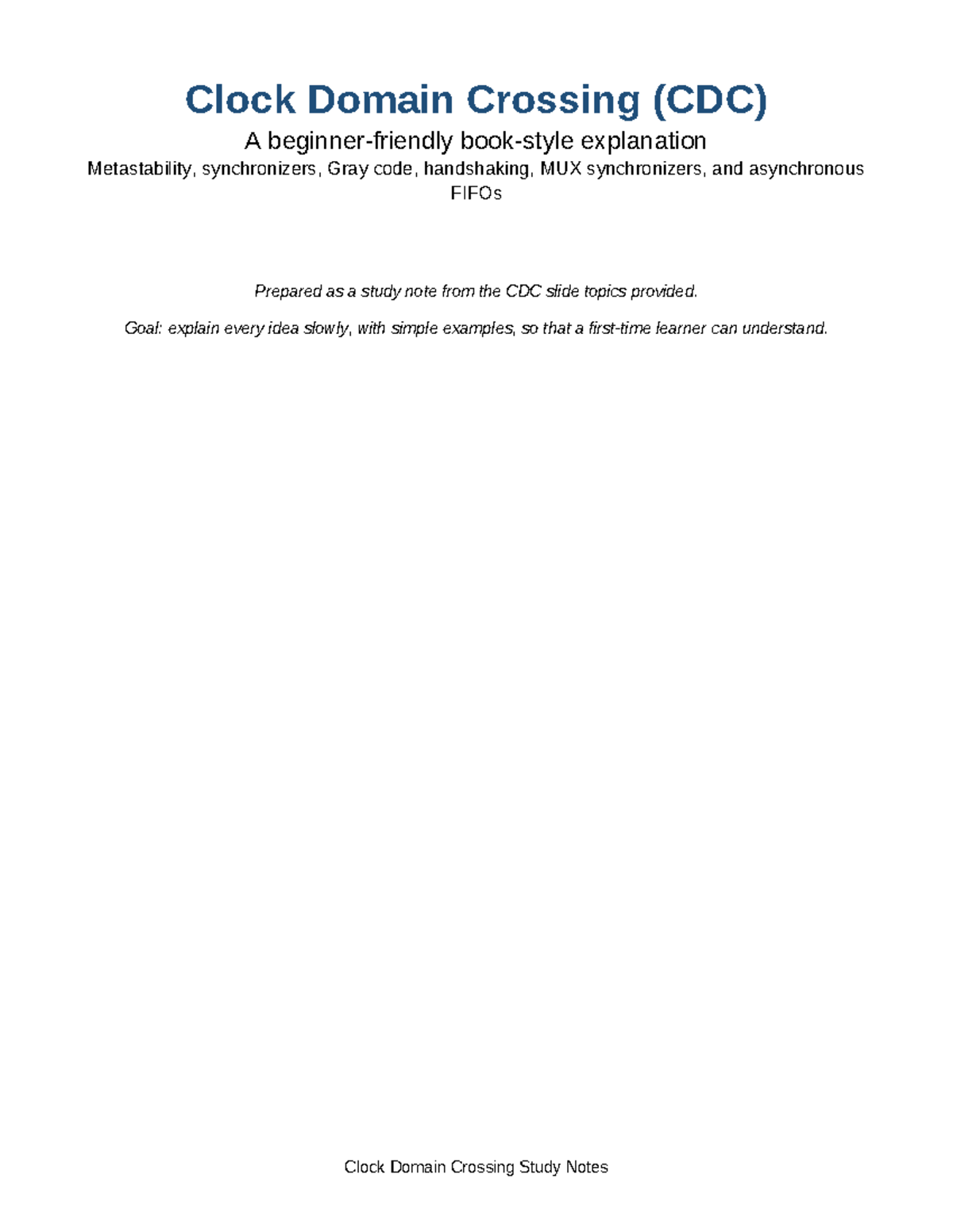 CDC Beginner-Friendly Study Notes: Understanding Clock Domain Crossing ...