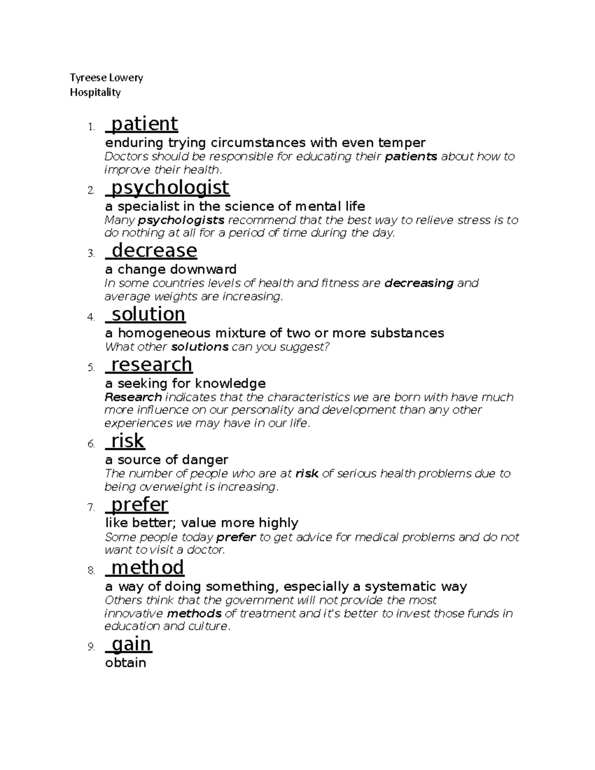 Hospitality Notes 18: Key Concepts for Class Understanding - Studocu