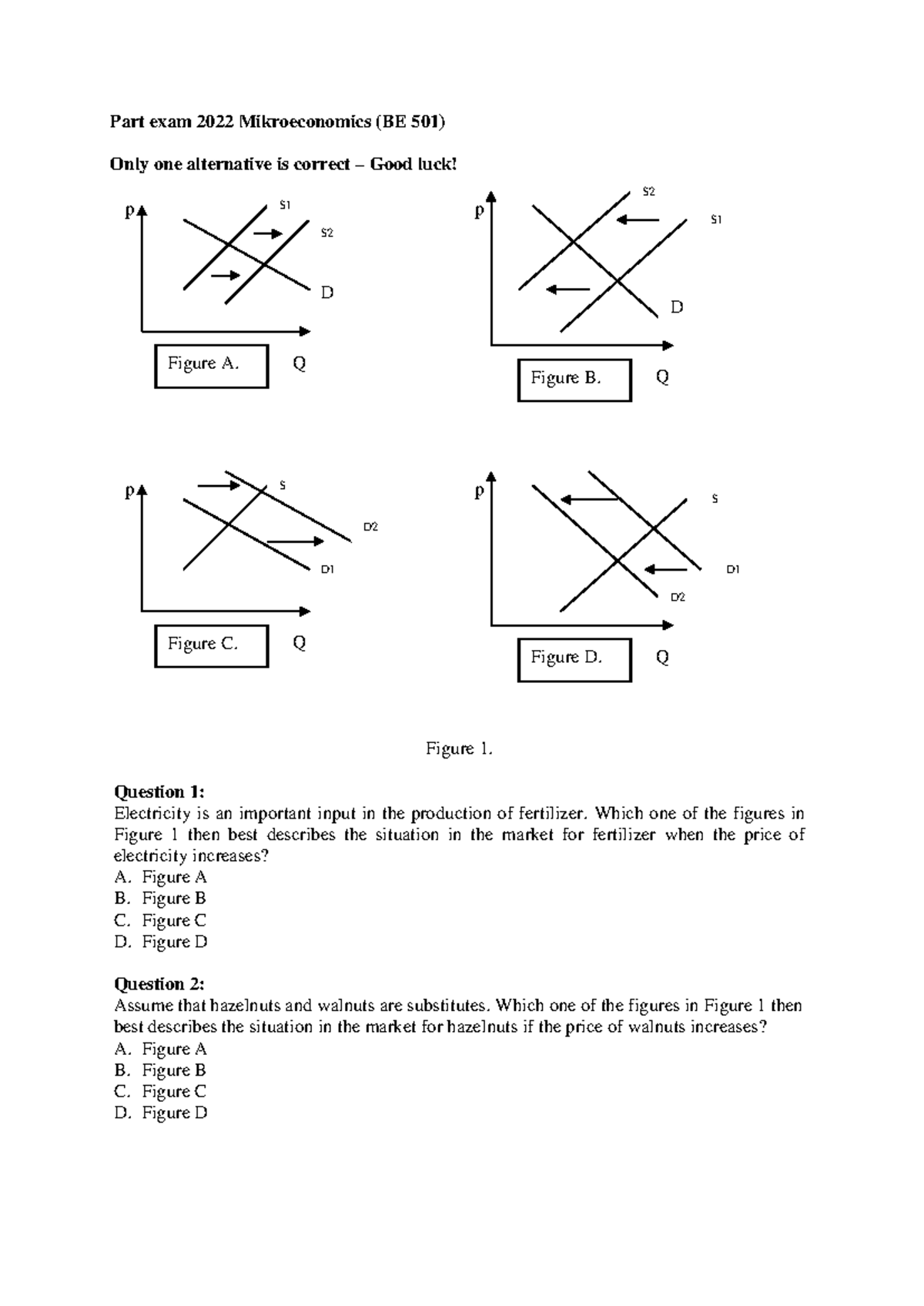Midterm Exam 2022 Microeconomics (BE 501) - Practice Questions - Studocu