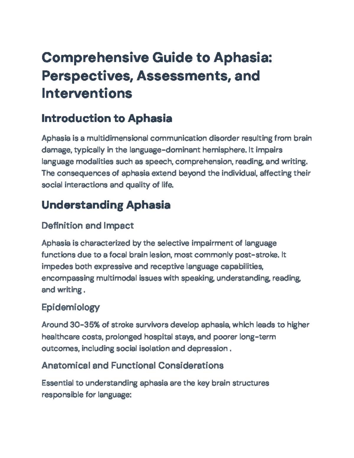 Comprehensive Guide to Aphasia: Assessments and Therapeutic Approaches ...