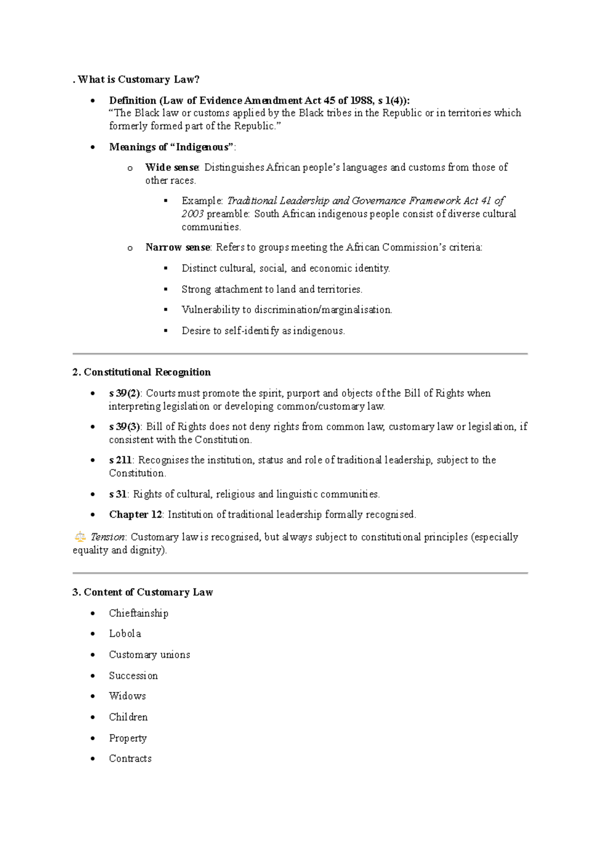 Customary Law Notes: Understanding Its Definition and Constitutional ...