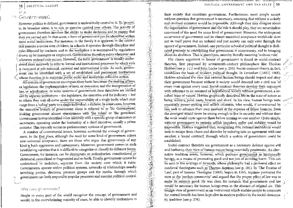 1 POLITICAL THEORY: UNDERSTANDING GOVERNANCE AND FORMS OF GOVERNMENT ...