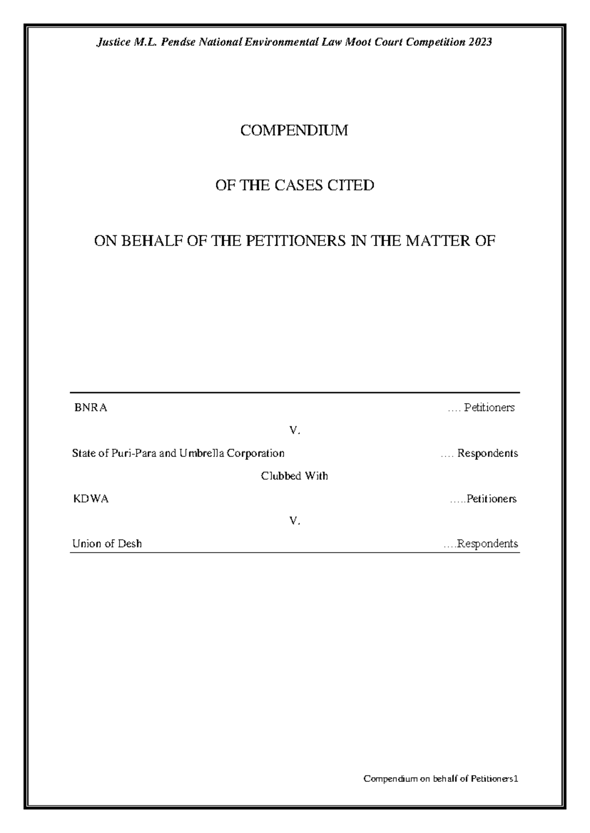 Compendium TC 37 A - Key Cases for Moot Preparation and Analysis - Studocu