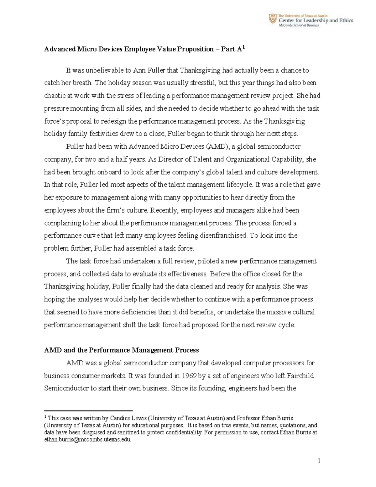 Revising AMD's Performance Management Process: A Pilot Program Analysis ...