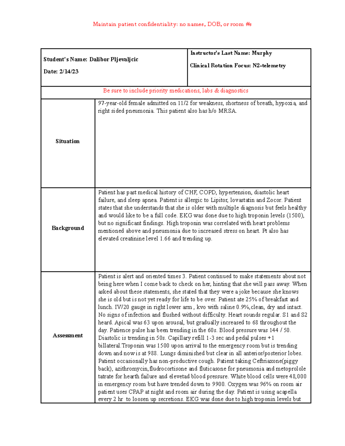 NUR-222 Nursing Journal 2: Clinical Rotation & Patient Assessment - Studocu