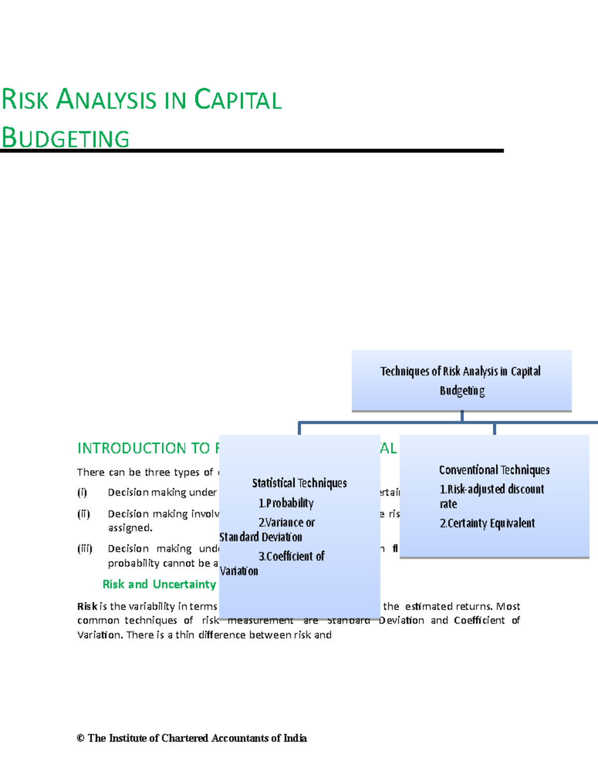 Risk Analysis Techniques in Capital Budgeting (FIN 301) - Studocu