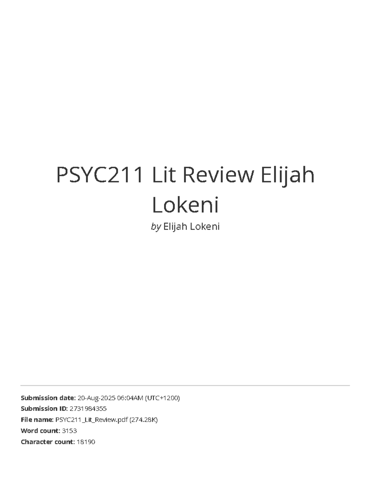 PSYC211 Literature Review: Insights and Research Gaps by Elijah Lokeni ...