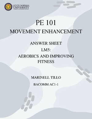Movement Enhancement - PE 101 MOVEMENT ENHANCEMENT ANSWER SHEET LM3 ...