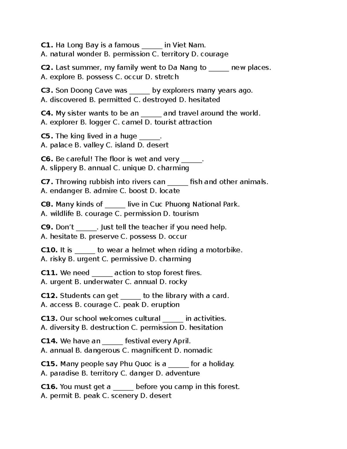 Unit 7 - Review Exercises for Vocabulary and Grammar - Studocu