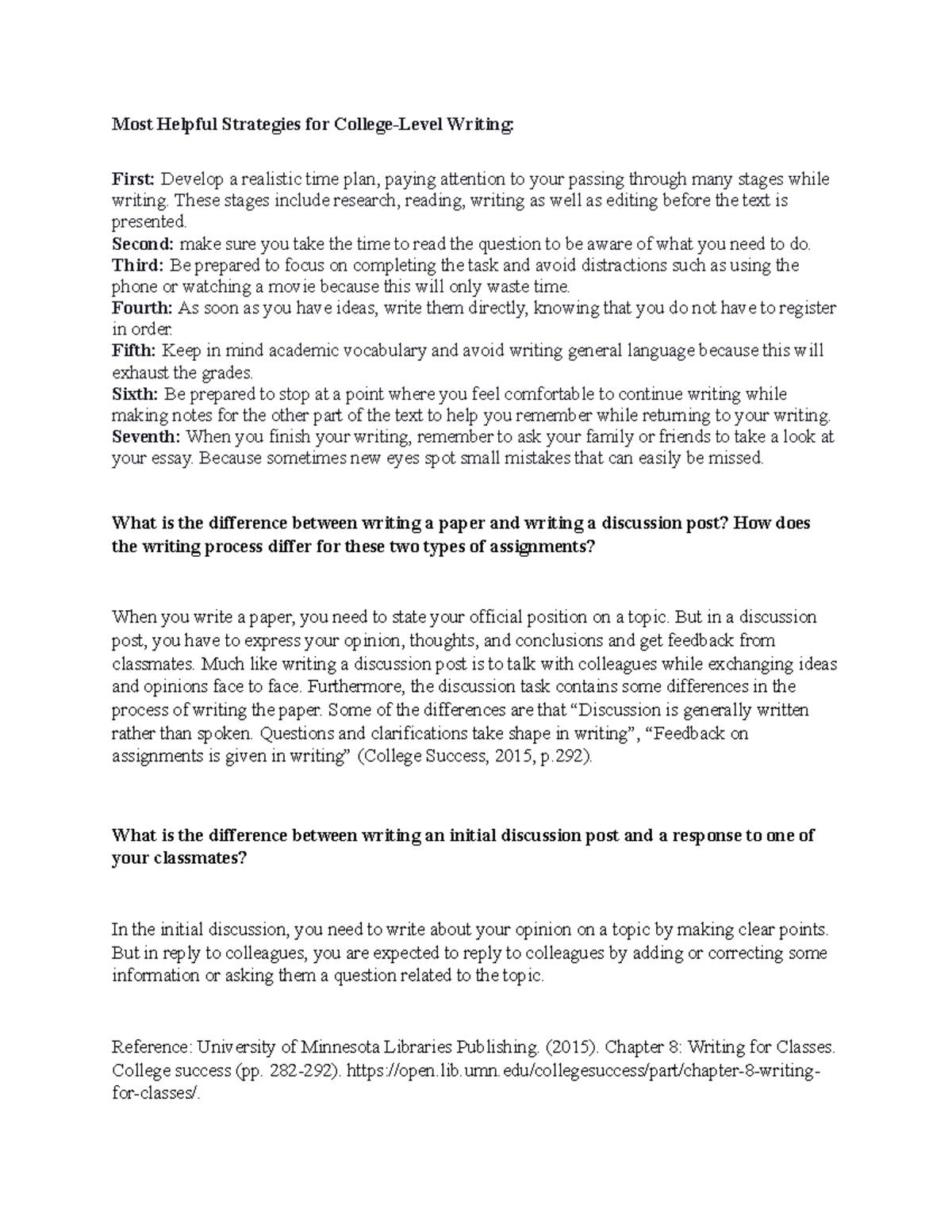 UNIV 1001 - Helpful Strategies for Writing Discussions and Papers - Studocu