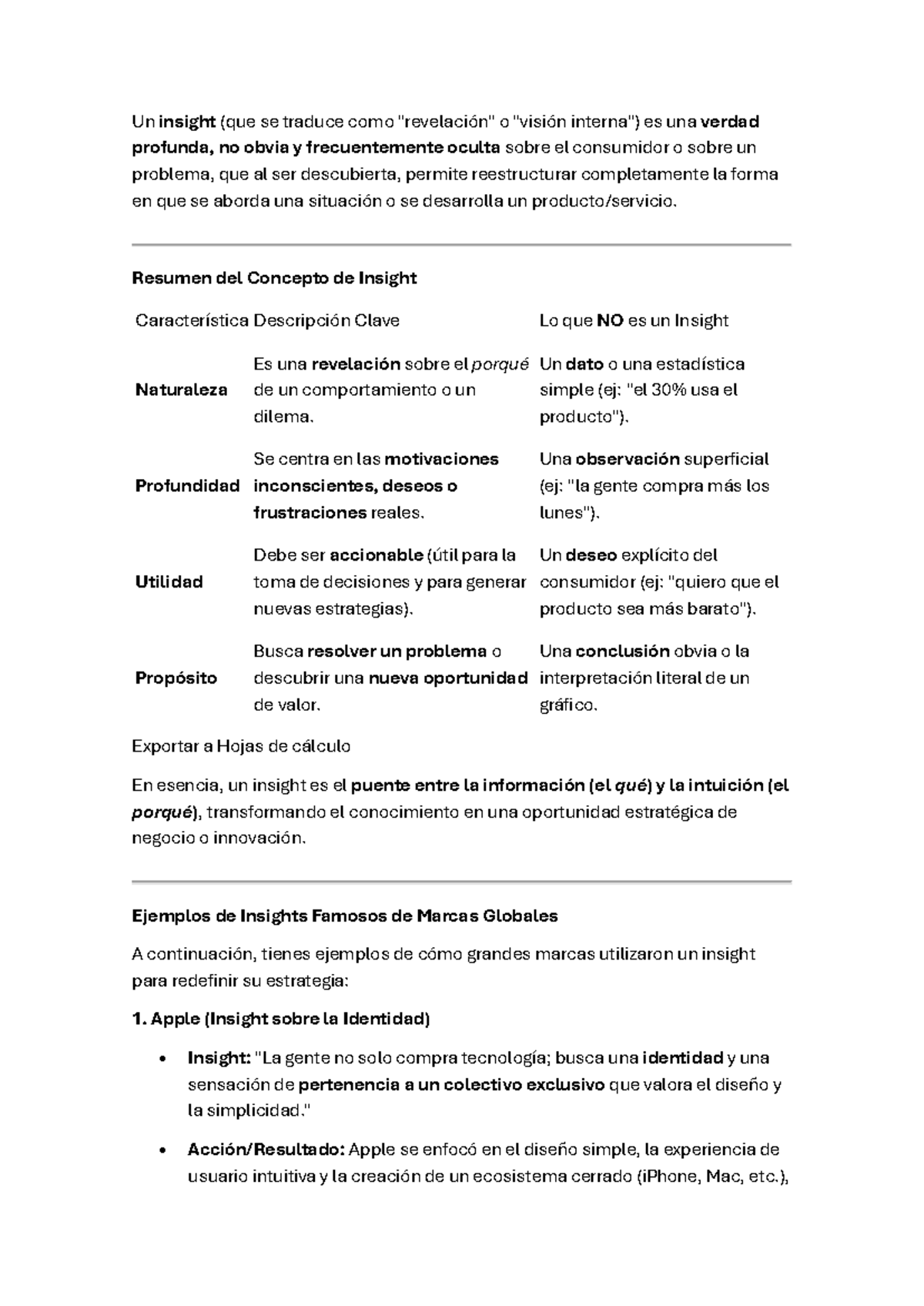 Resumen del Concepto de Insight en Marketing - Studocu