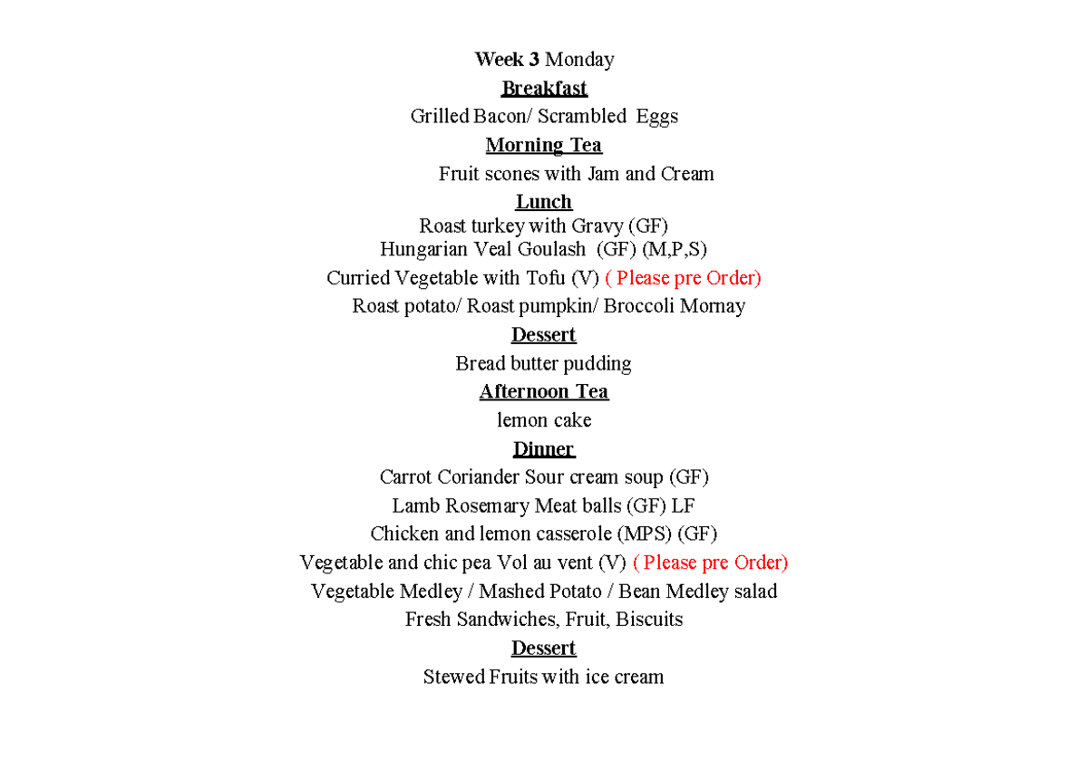 Week 3 Menu Plan: Breakfast, Lunch, Dinner & Snacks - Studocu