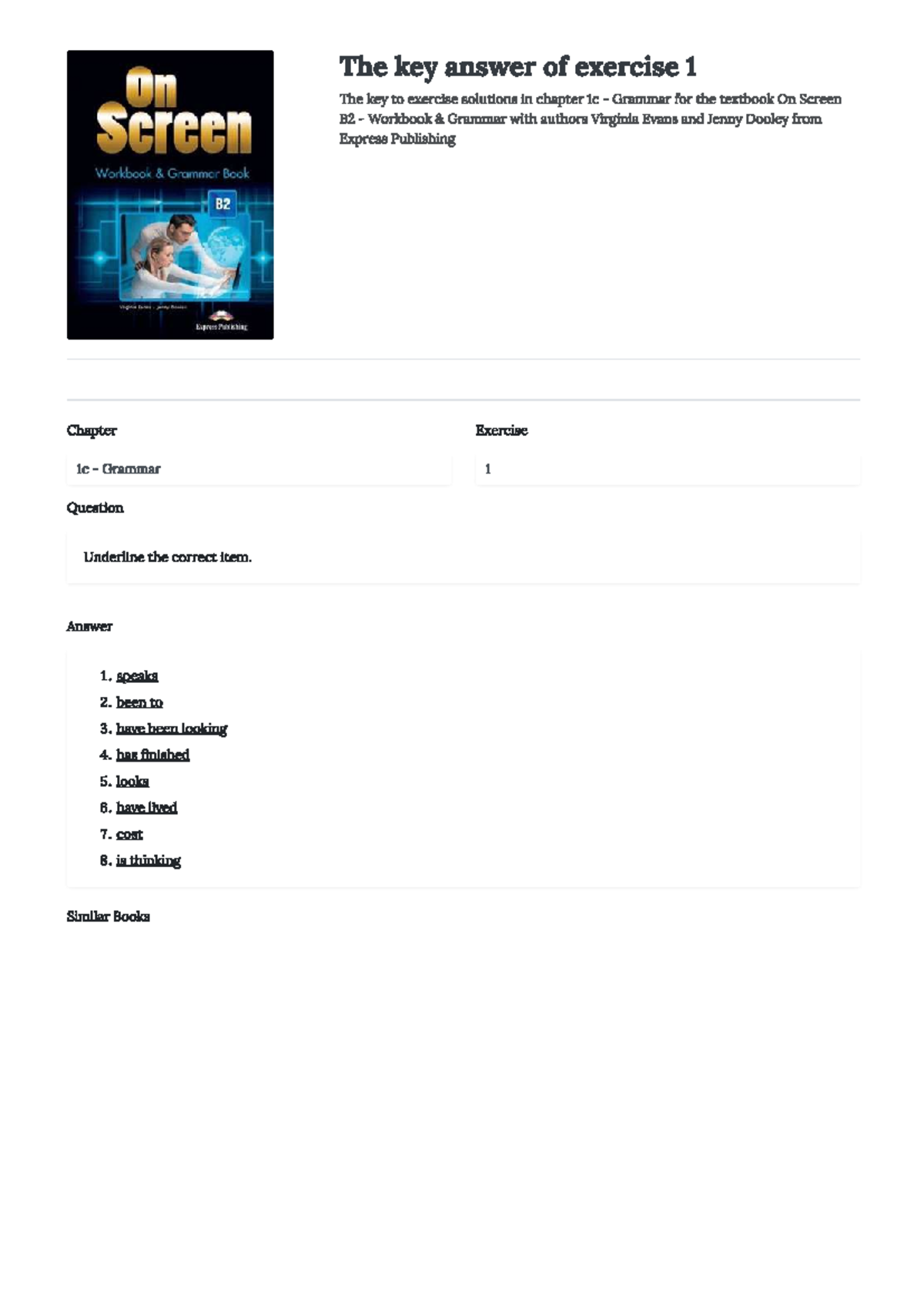 Grammar Exercises Solutions for B2 Workbook (Chapter 1c) - Studocu