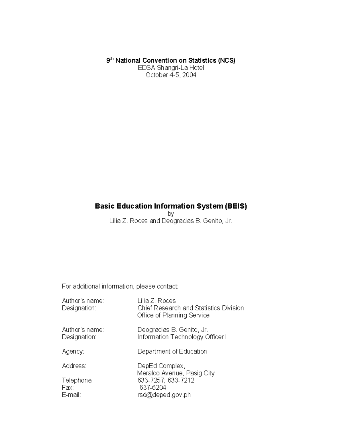 Basic Education Information System (BEIS): Overview and Framework - Studocu