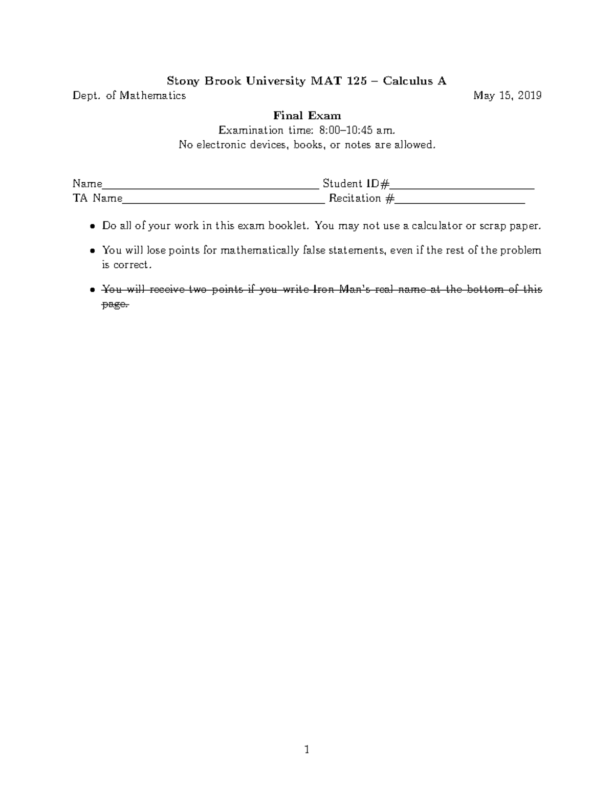 Stony Brook University MAT 125 Final Exam Practice Questions - Studocu