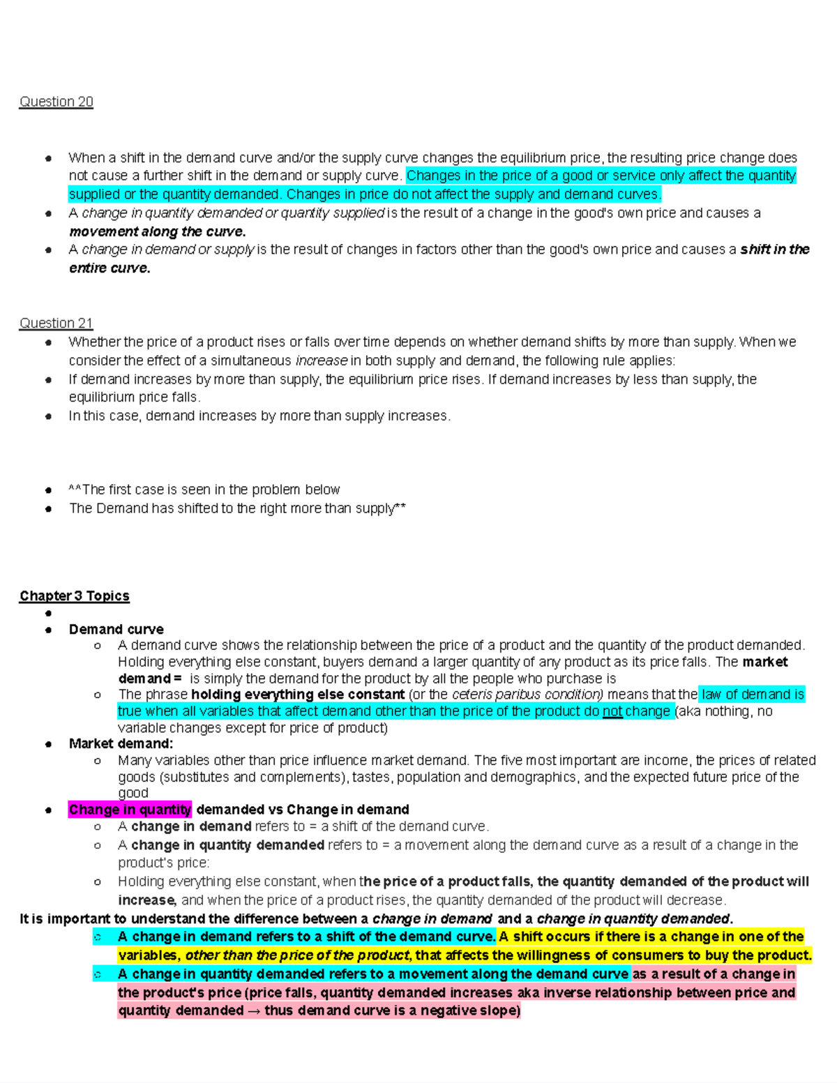 ECON 101 Exam #1 Part 5 Review: Demand and Supply Concepts - Studocu