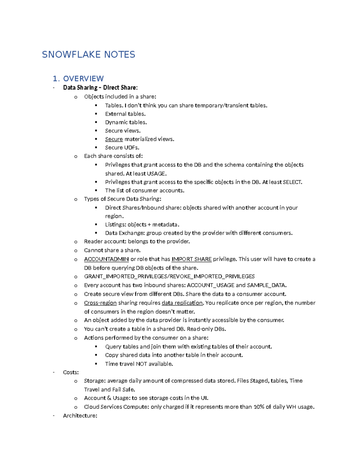 Snowflake notes - preparation for snowpro core certification ...