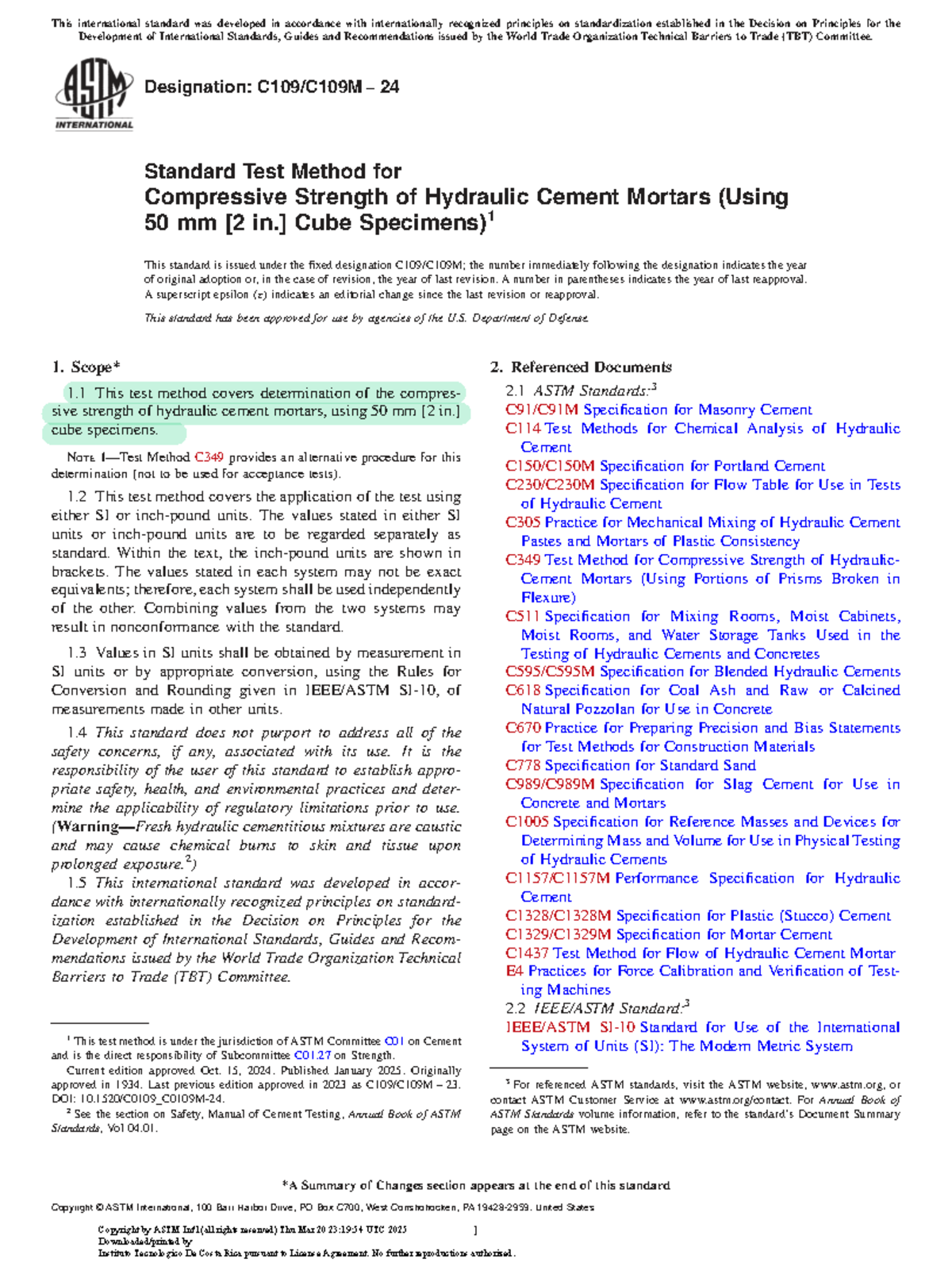 ASTM C109 C109M-24: Standard Test Method for Compressive Strength of ...