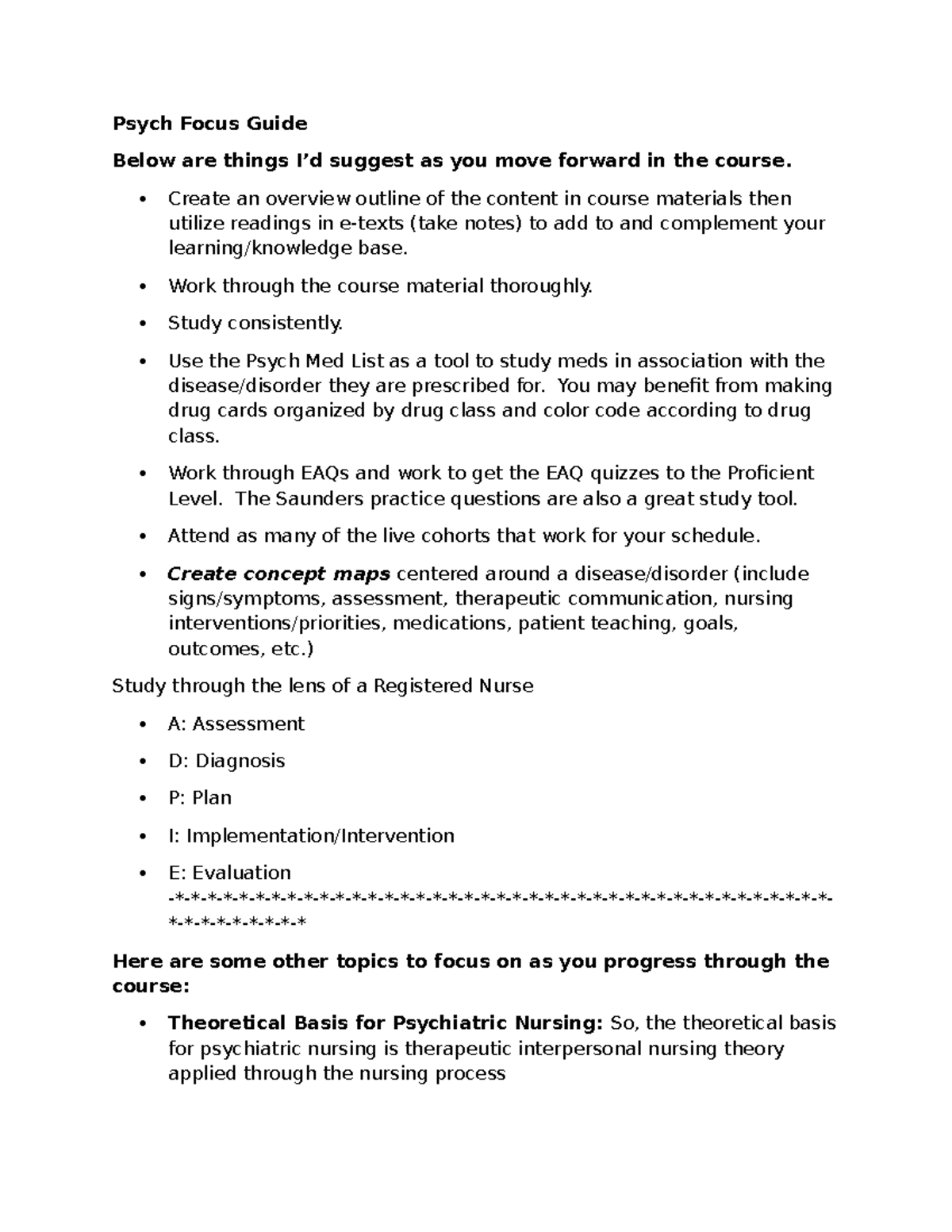 Psych Focus Guide Part I: Key Strategies for Psychiatric Nursing ...