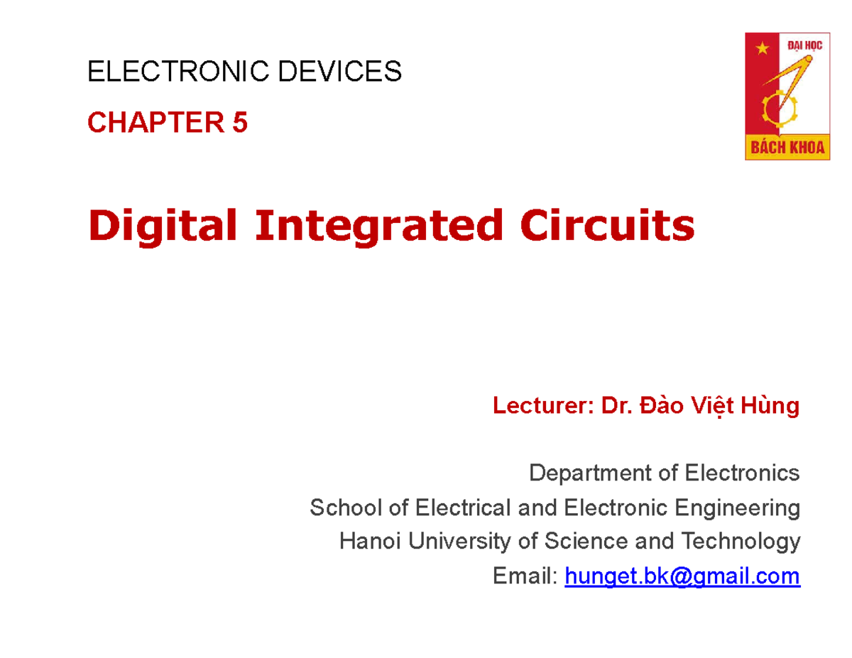 ELECTRONIC DEVICES CHAPTER 5: Digital Integrated Circuits Overview ...