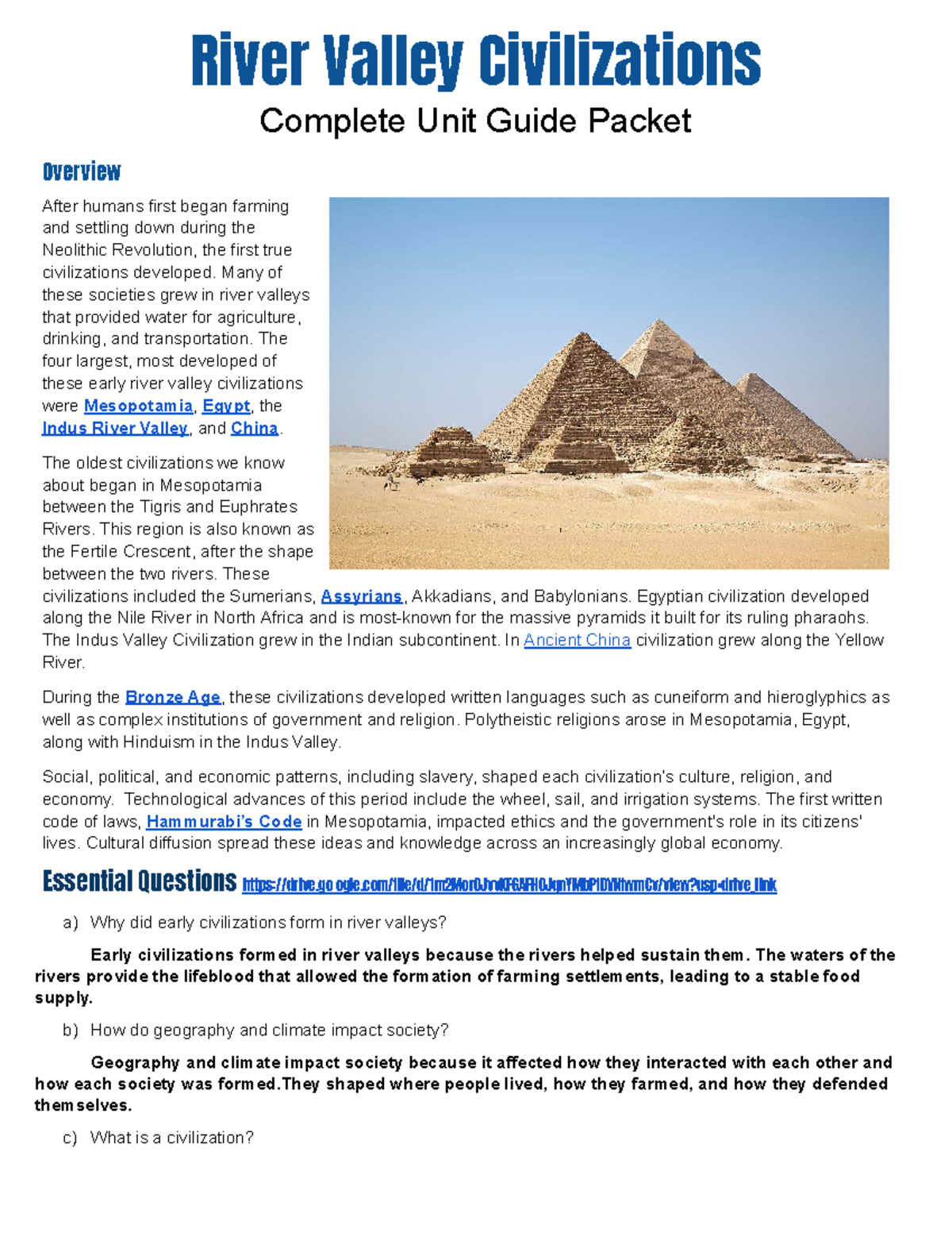 River Valley Civilizations (HIST 101) Complete Unit Guide - Studocu