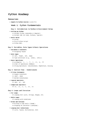 Python Roadmap mind - gsdgs - Python Roadmap Week 1: Python ...