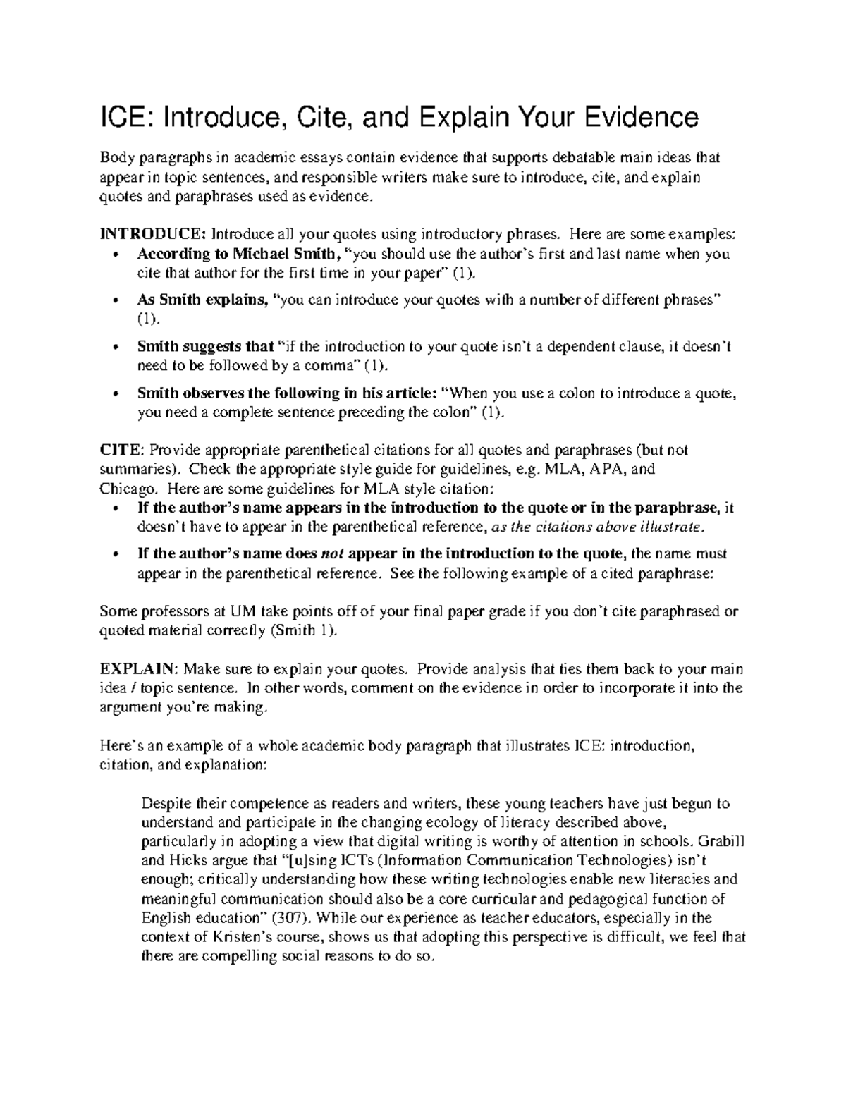 ICE Strategy and Practice: Introducing, Citing & Explaining Evidence ...