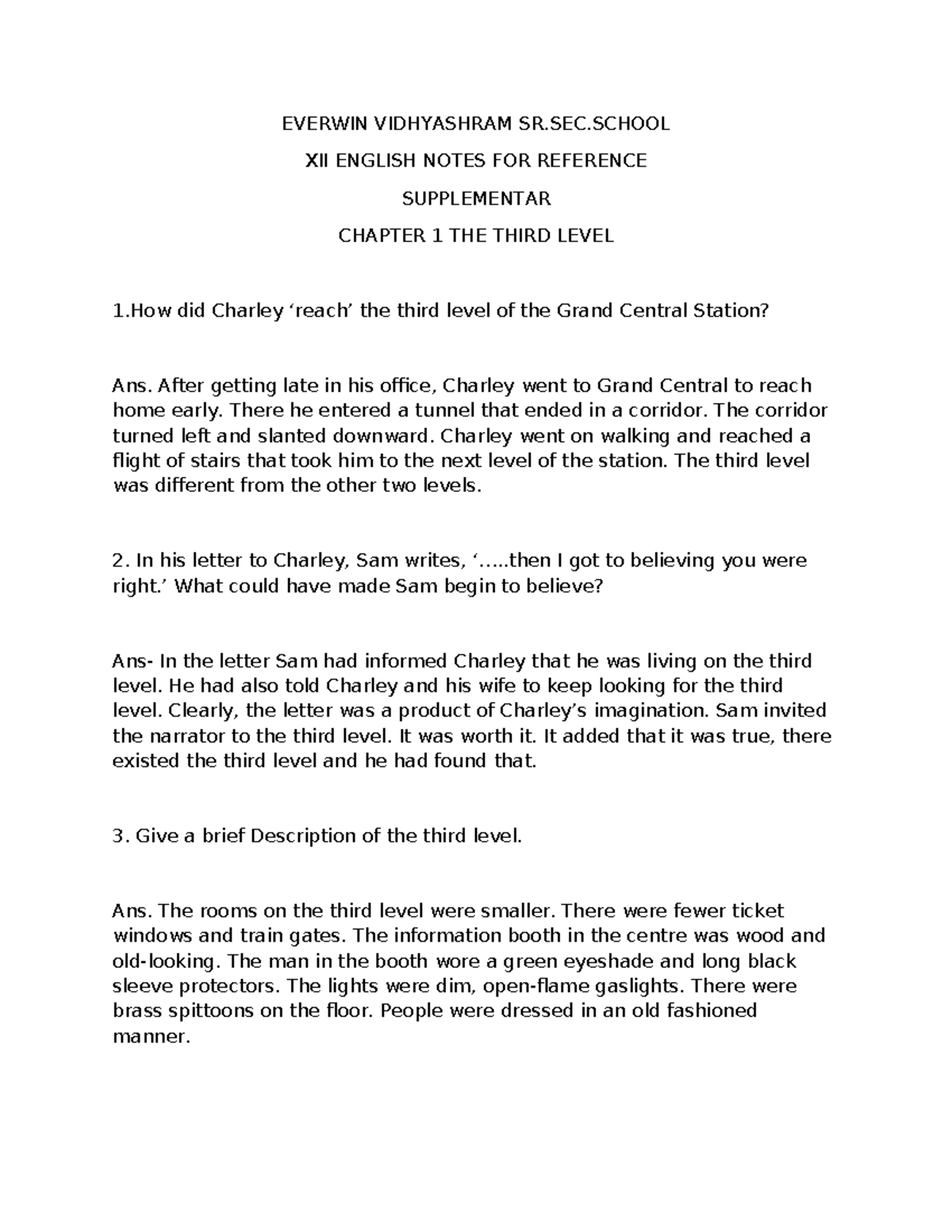 XII ENG Final Exam Notes: The Third Level Analysis - Studocu