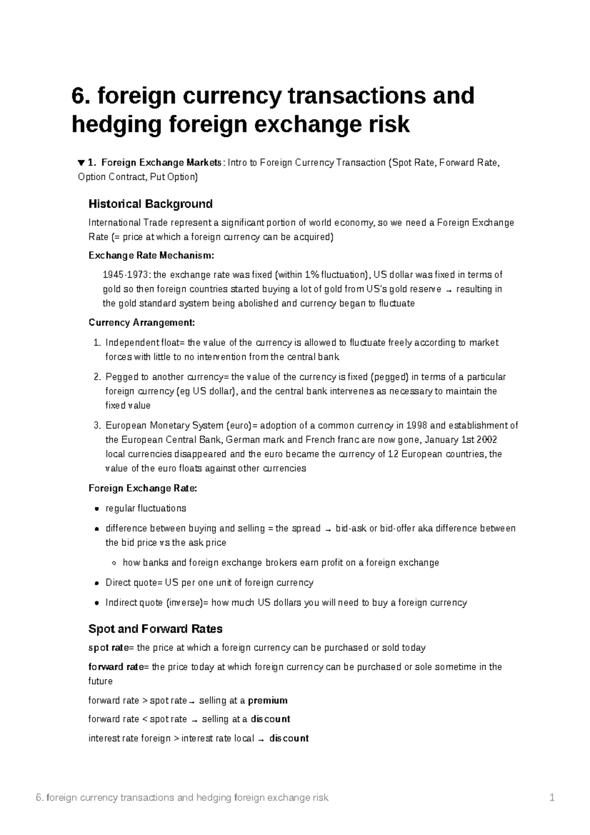 Foreign currency transactions and hedging foreign exchange risk - 6 ...
