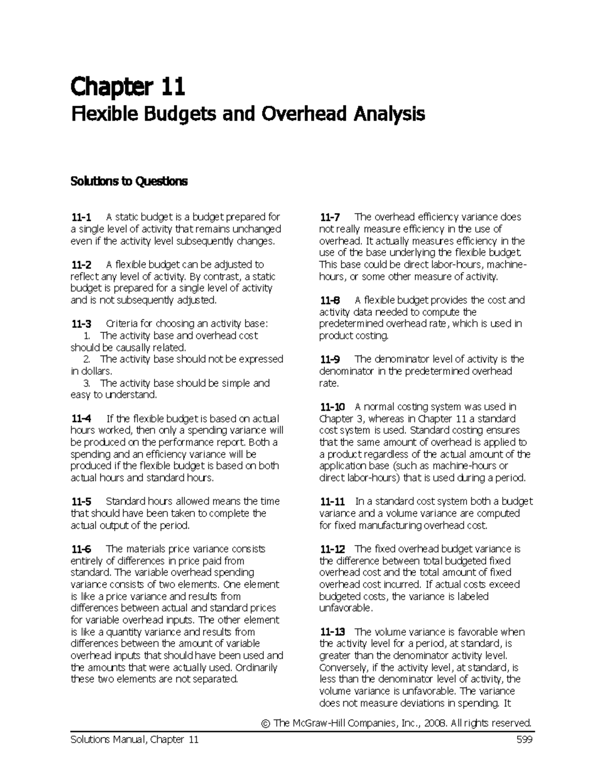 Chapter 11 Flexible budgets and overhead analysis solutions - Cost ...
