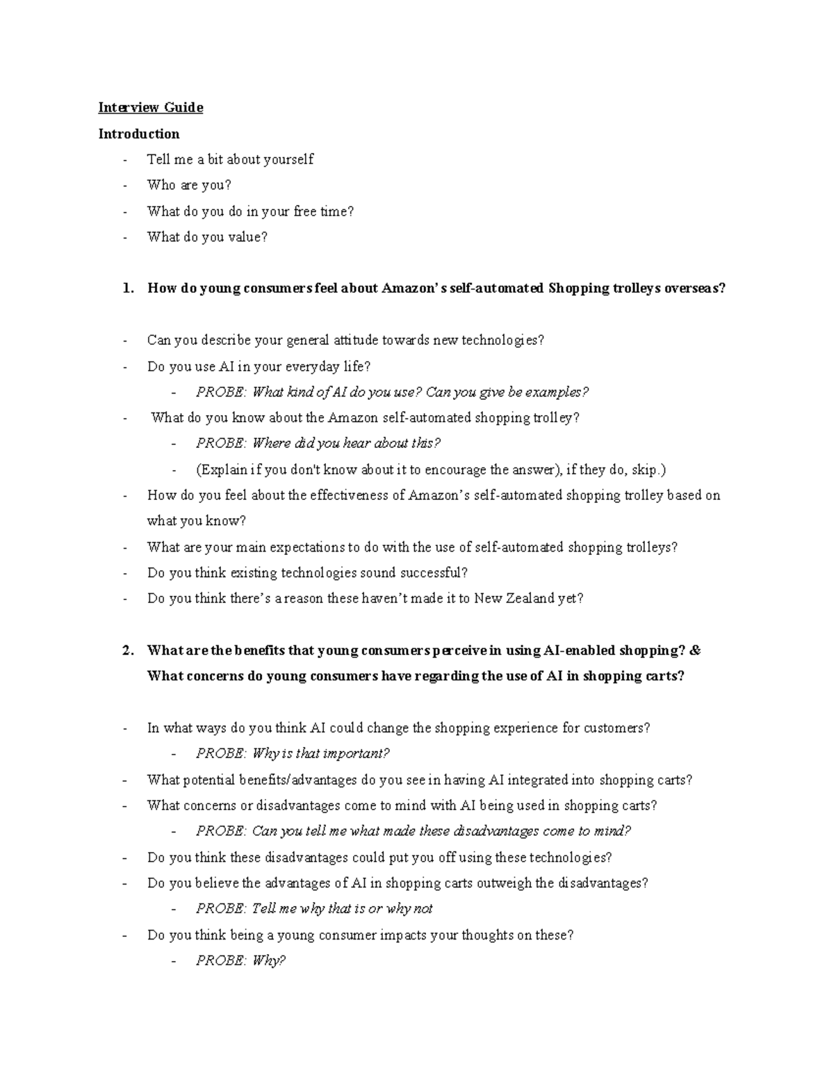 Interview Guide: Young Consumers' Perspectives on AI-Enabled Shopping ...
