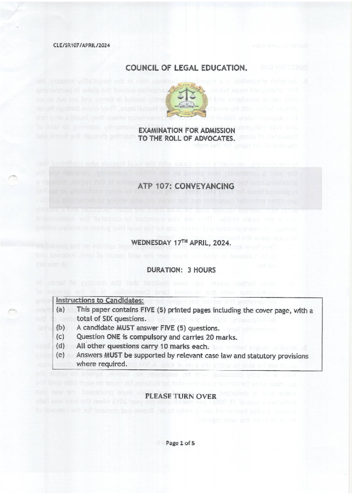 ATP 107: Comprehensive Guide for April 2024 Conveyancing Exam - Studocu