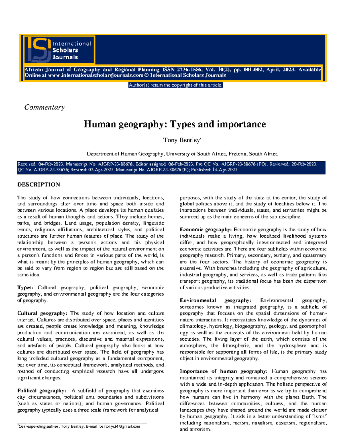 Human Geography: Types, Importance & Applications - AJGRP-23-88676 ...