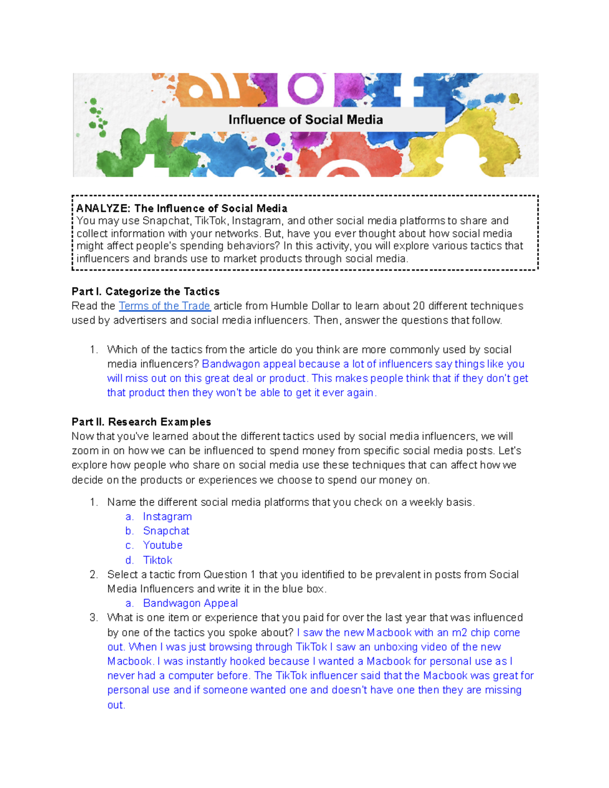 SOC101: The Impact of Social Media on Spending Behaviors - Studocu