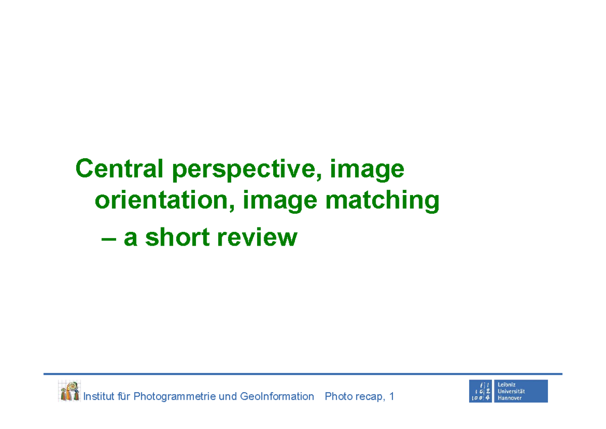 PCV 02 Lecture Notes: Central Perspective & Image Orientation Review ...