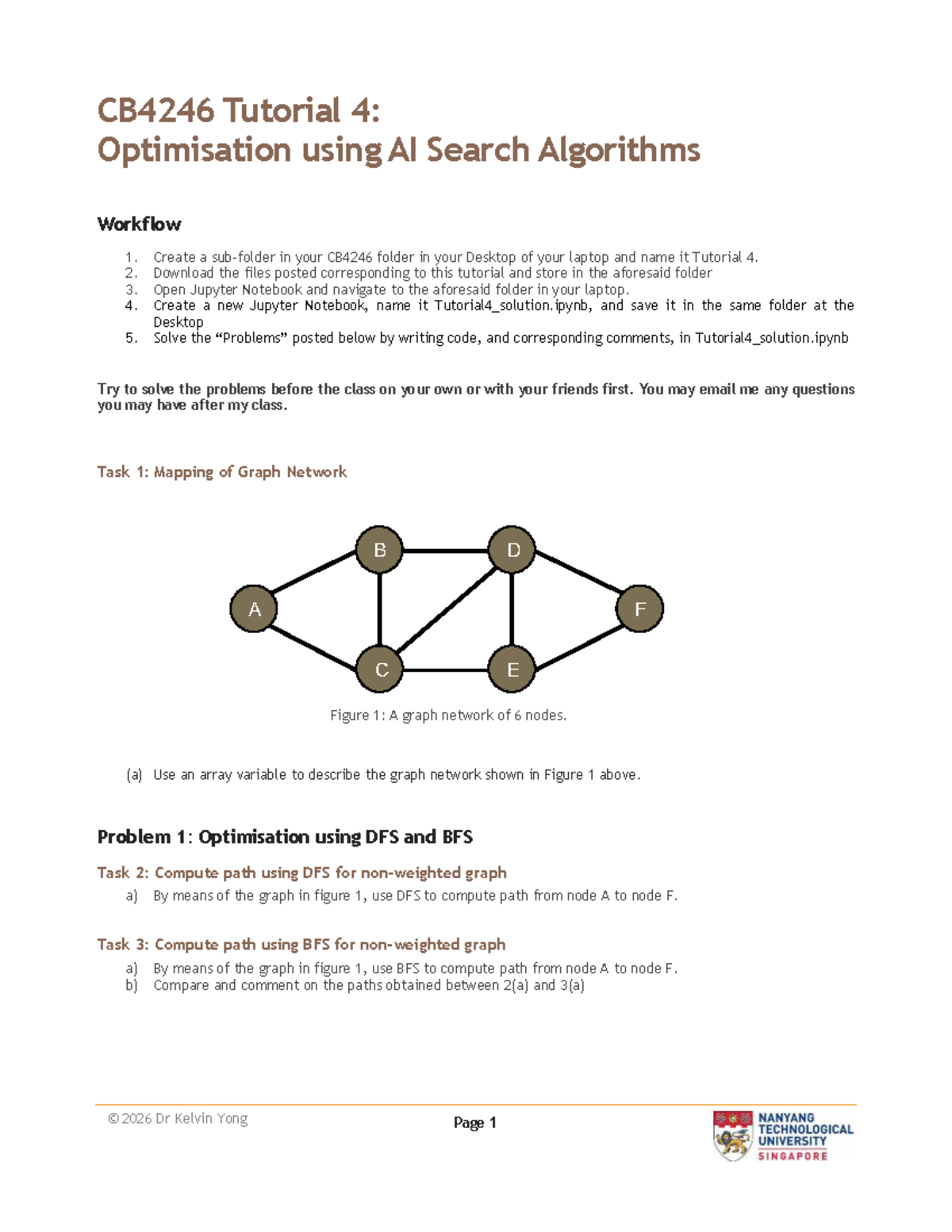 AY25S2 CB4246 Tutorial 4: AI Search Algorithms Optimization Guide - Studocu