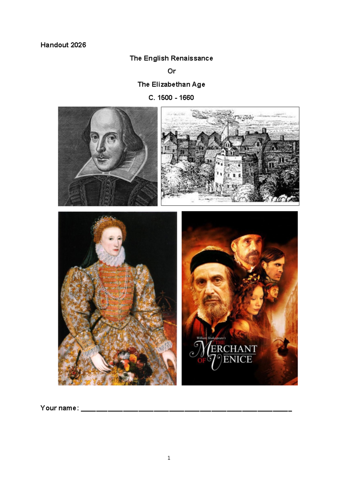 Renaissance Complete Handout (ENG 2026) - January 2026 - Studeersnel