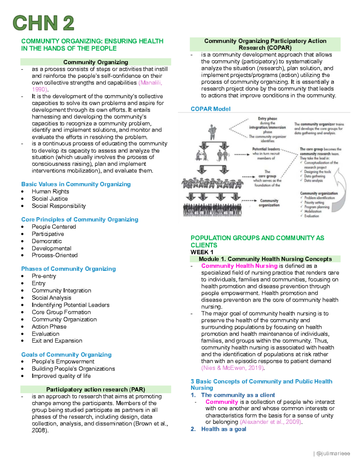 CHN 2 Lecture: Community Organizing and Health Empowerment - Studocu