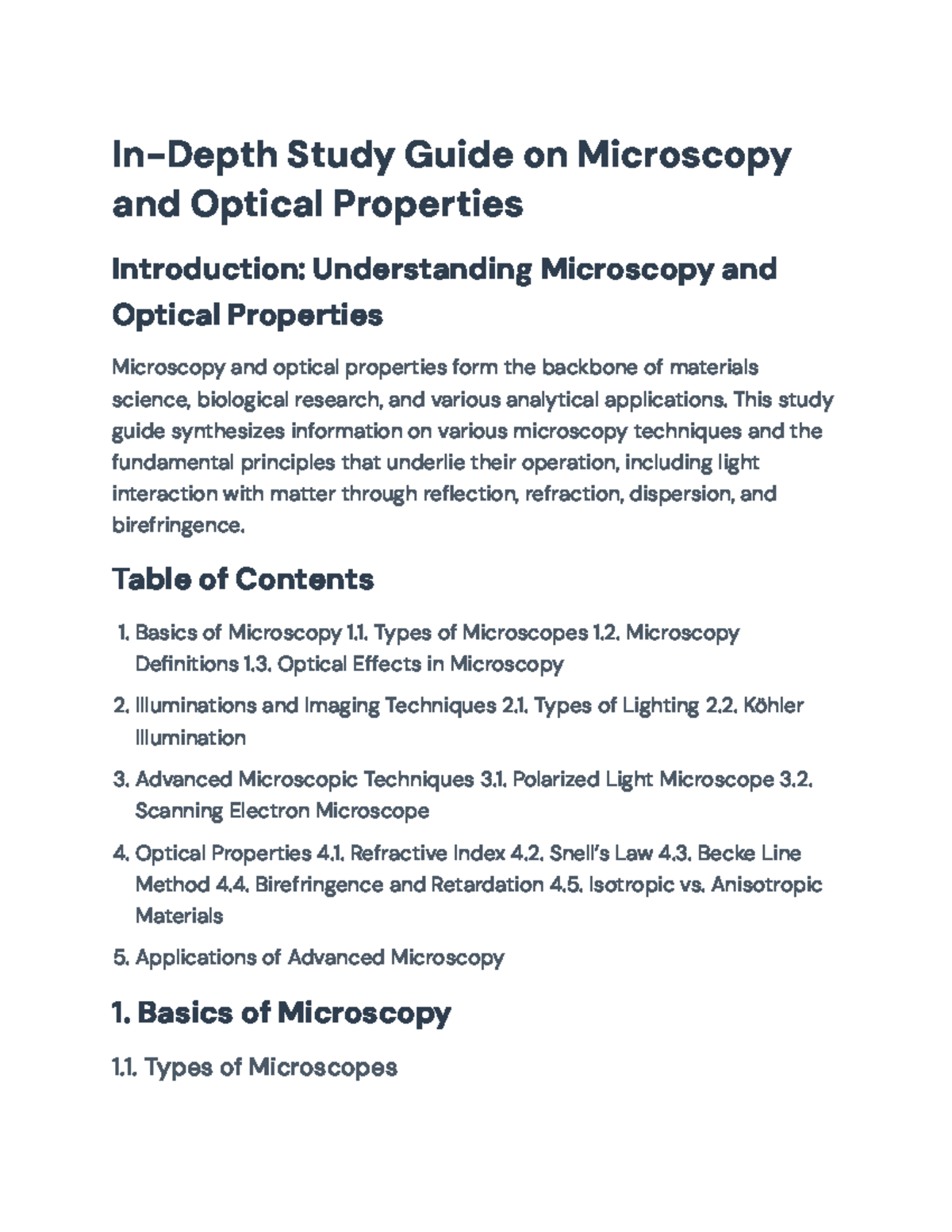 In-Depth Study Guide: Microscopy Techniques & Optical Properties - In ...
