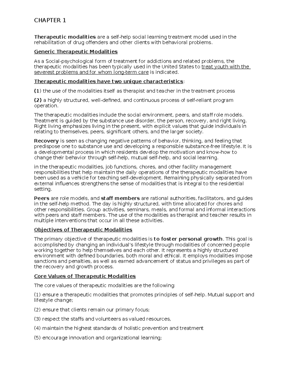 CHAPTER 1: Understanding Therapeutic Modalities in Rehabilitation - Studocu